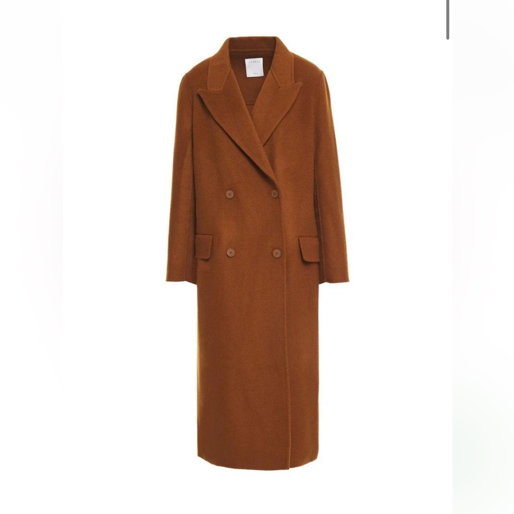 Sandro Hazeen Brown Double-Breasted Coat